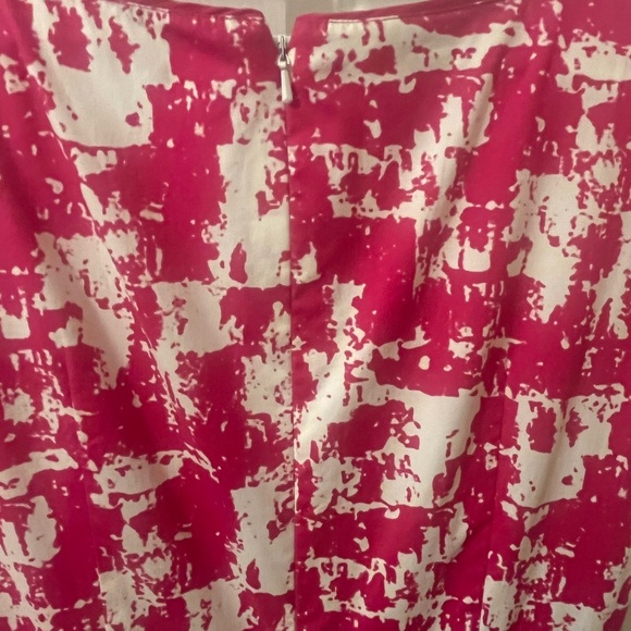 Oscar de la Renta Abstract Pink + White Print Knee-Length Cotton Dress Sz 2 EUC - Picture 9 of 11